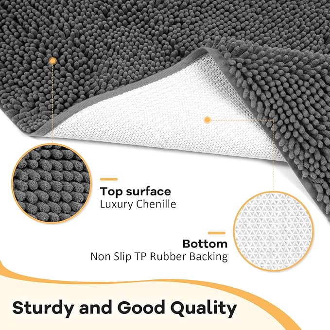 Absorbent Dog Door Mat for Muddy Paws, 60" x 30" Chenille Indoor Mats for Entryway, Trap Dirt Front Door Mat Indoor Entrance Washable Non Slip Soft