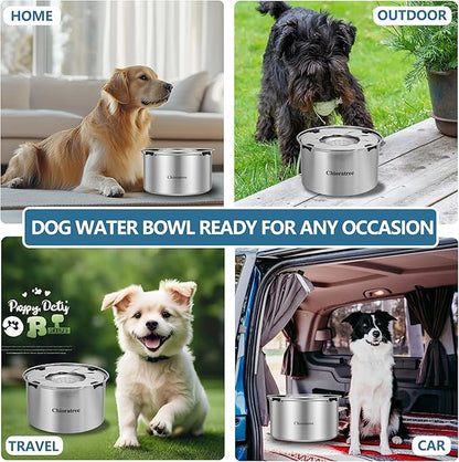Dog Water Bowl No Spill,5.6L/1.5Gal Large Spill Proof Water Bowl for Dogs,Stainless Steel Slobber Stopper Slow Drinking Dog Bowl Anti Splash Pet Water Dispenser for Messy Drinkers