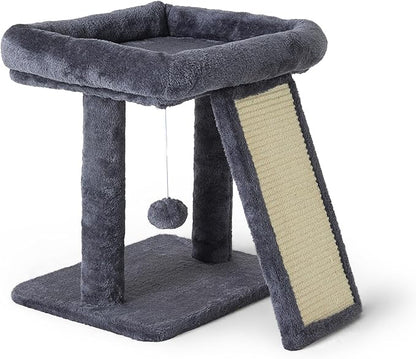 17.7-inch Small Cat Tree Tower with Scratching Post for Indoor Cats,Grey