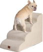 EHEYCIGA Curved Dog Stairs Ramp for High Beds 19.7" H, 4-Step Dog Steps for Small Dogs and Cats, Pet Stairs for High Bed Climbing, Non-Slip Balanced Pet Step Indoor, Beige