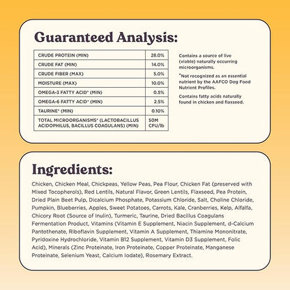 Golden Probiotic Dog Food Dry, Chicken, 4lb Bag, Allergy and Gut-Friendly Adult Kibble for Digestive Health with Cage-Free Chicken, 20 Plant Based Superfoods, Beef and Grain Free