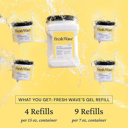 Fresh Wave Lemon Odor Removing Gel Refill, 63 oz. - Safer Odor Absorbers for Home, Natural Plant-Based Odor Eliminator, Every 15 oz. lasts 30-60 Days, For Cooking, Trash & Pets
