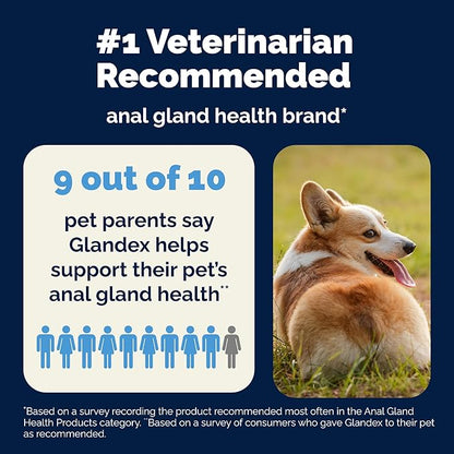 Glandex Dog Fiber Supplement Powder for Anal Glands with Pumpkin, Digestive Enzymes & Probiotics - (Regular or Advanced Strength) - Boot The Scoot (8.5 oz, Advanced Strength Duck & Bacon)