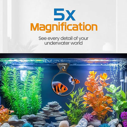 FL!PPER Flipper DeepSee Viewer MAX 5" Black - Coral and Fish Magnifier for Reef Tank and Freshwater Aquarium Photography and Videography - Magnetic Magnifying Glass