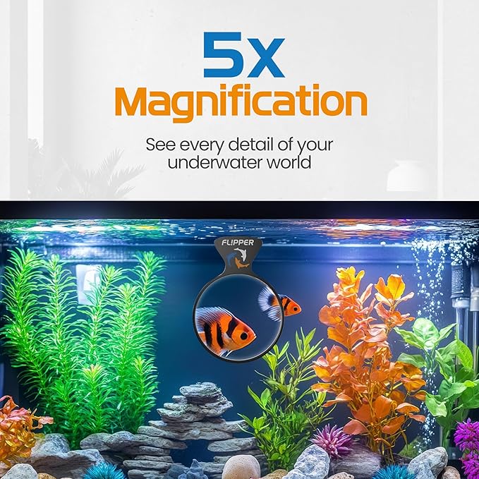 Flipper DeepSee 4" Viewer - Filter Clear Lens and Aquarium Magnetic Magnifier - Fish Tank Magnifying Glass for Coral Reef Aquarium - Magnetic Magnifying Glass Ideal for Photography - Black