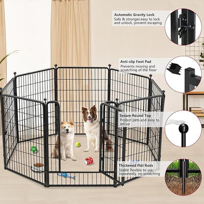 Dog Playpen 40 inch 22 Panels Indoor Outdoor Dog Pen for Large/Medium/Small Dogs Heavy Duty Metal Dog Fence Outdoor for Yard, Puppy Playpen with Door Portable Pet Fence for RV Camping Yard
