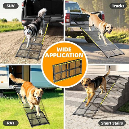 Dog Ramp for Car, 74x20 Inches Outdoor Portable Dog Ramps for Large Dogs with Reflective Strips, Non-Slip Surface Pet Ramp (Support Up to 150LBS)