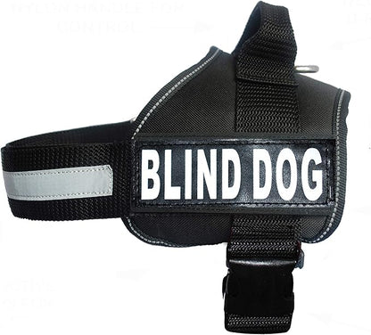 Doggie Stylz Blind Dog Vest Harness with Removable Patches and Reflective Trim. Comes with 2 Blind Dog Reflective Hook and Loop Patches. Measure Dogs Girth Before Purchase (Girth 30”- 42" Black)