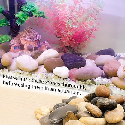 45LB 1"-2" Decorative River Rocks for Plants, Polished Pebbles for Garden Landscaping, Planters,Aquarium,Vase Fillers, Indoor & Outdoor Decor