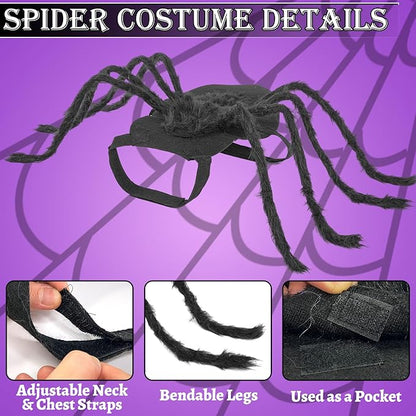 Dogs Halloween Spider Costume for Small Medium Large Dogs, Scary Spider Cosplay Apparel for Pets Cats Dogs Funny Halloween Outfits Clothes