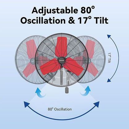 24 Inch 9500 CFM Waterproof Wall Fan Pro Series - Outdoor High Velocity Wall Mount Fan with Enclosed Motor for Residential, Warehouse, Patio, Shop, Garage, Barn UL Safety Listed