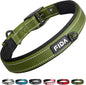 Fida Heavy Duty Dog Collar, Ultra Comfortable Soft Neoprene Padded, Adjustable Reflective Nylon Pet Collar with Durable Metal Belt Buckle for Small Breeds (S, Green)