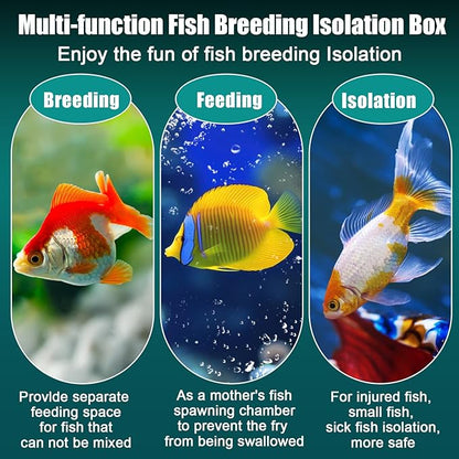 2 Pcs Breeder Box for Fish Tank Aquarium Breeder Separation Net Breeding Box with Suction Cup for Small Fish Shrimp Clownfish Guppy (White,L)