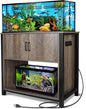 40 Gallon Aquarium Stand with Cabinet & Power Outlets, Heavy Duty Metal Stand for 40-50 Gallon Breeder & Turtle Tanks, Double Terrarium Stand, 660LBS Capacity, Grey