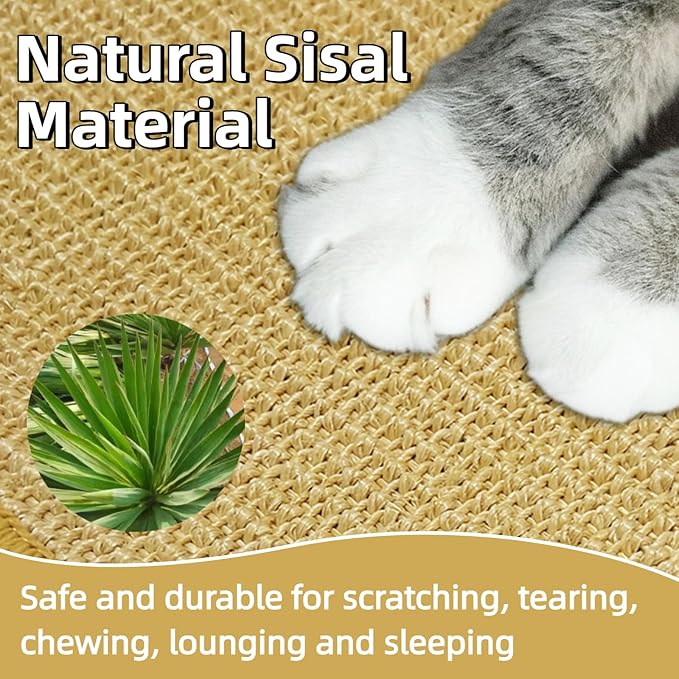 DYAUS Rabbit Scratching Pad, Sisal Bunny Scratch Pad, Natural Rabbit Foraging Mats for Cages, Indoor Bunny Toys Accessories for Bedding Biting Sleeping Resting (2PCS, 16x12in)