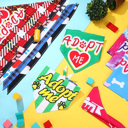 30 Pcs Dog Bandanas Bulk Pet Bibs Colorful Triangle Scarf Pet Bandanas for Medium Large Dogs Spring Summer Birthday Costume Decoration (Adopt Me)