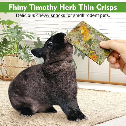 Fhiny 12 PCS Rabbit Timothy Hay Chips Toys, Natural Bunny Molar Treats with Herbal Flowers Rabbit Chew Toys for Teeth Small Animal Snacks for Rats Chinchillas Guinea Pigs Hamsters
