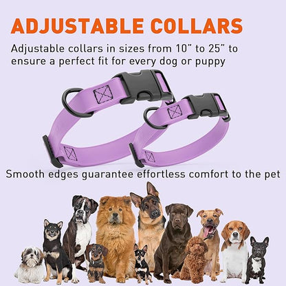 Dogline Biothane Waterproof Dog Collar with Quick Release Buckle Strong Coated Nylon Webbing with Odor- Proof for Easy Care Easy to Clean Fits Small Medium Large Dogs, Amethyst Purple 5/8" W 9-14" L