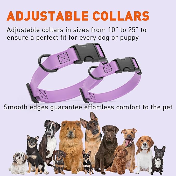 Dogline Biothane Waterproof Dog Collar with Quick Release Buckle Strong Coated Nylon Webbing with Odor- Proof for Easy Care Easy to Clean Fits Small Medium Large Dogs, Amethyst Purple 3/4" W 12-19" L