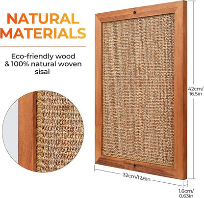2PCS Cat Scratching Post - BXL, Natural Wooden Sisal Cat Wall Scratcher, Floor or Wall Mounted Vertical Cat Scratch Pad for Indoor Cats Adults or Kittens, Cat Wall Furniture Protector
