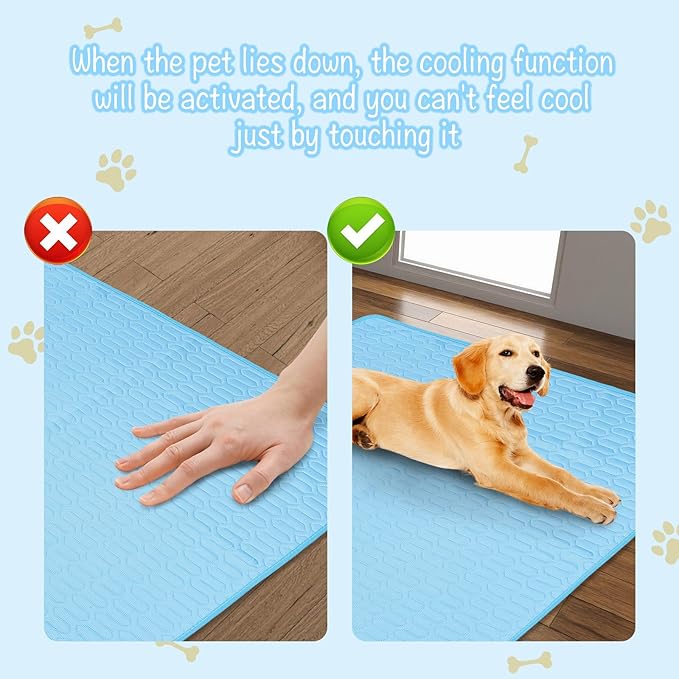 39 Inches× 29 Inches Cooling Mat for Dogs/Cats Immediately Dog Cooling Mat in Summer, Ice Silk Latex Anti-Slip Pet Sleeping Pad Sky Blue Dog Pad Suitable for Car/Indoor/Tourism Use