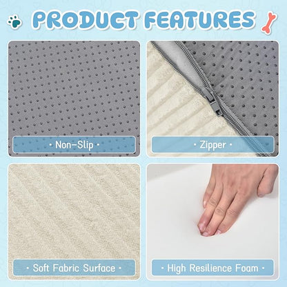 Dog Steps for Small Dogs, 3-Step Pet Ramp Stairs for High Beds and Sofa, Non-Slip Pet Stairs for Small Dogs and Cats, Removable and Easy to Clean Cover, Beige