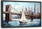 Extra Large Sailboat Framed Wall Art for Living Room,Oversized New York Brooklyn Bridge Pictures Wall Decor,Cityscape Canvas Print Painting Modern Artwork Bedroom Office Bathroom 36L" x 24W"