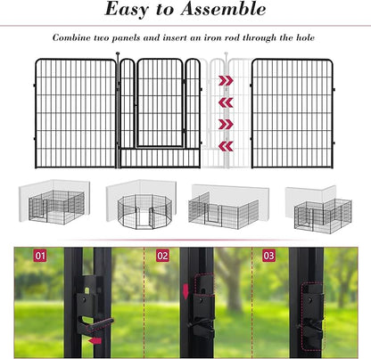 Dog Playpen 40 inch 32 Panels Indoor Outdoor Dog Pen for Large/Medium/Small Dogs Heavy Duty Metal Dog Fence Outdoor for Yard, Puppy Playpen with Door Portable Pet Fence for RV Camping Yard