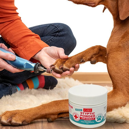 G.B.S 5 oz Styptic Powder for Dogs, Cats & Birds – Quick Blood Clotting for Nail Clipping, Minor Cuts, Tail Docking & Wing Clipping – Pet First Aid Hemostatic Powder with Sealed Top & Scoop