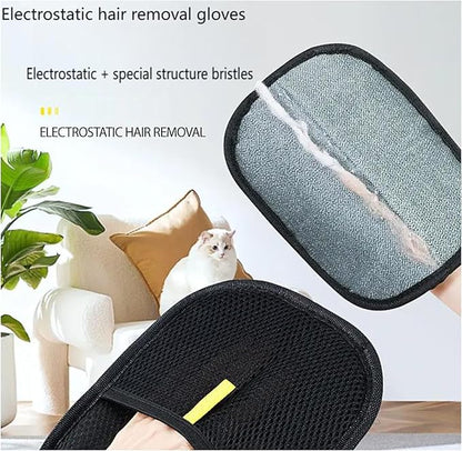 Fursweep Gloves Pet Hair Remover, Kivori Pet Grooming Glove, Pet Hair Remover Electrostatic Gloves, Furmingle Double Sided Cat Grooming Glove, Reusable Cat & Dog Hair Remover, for Couch, Carpet