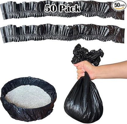 50 Pack Litter Box Liners Compatible with Lifewit Litter Box Cat, Elastic Band Trash Bags for Disposal of Cat Waste, Waterproof and Leak Proof (Black)