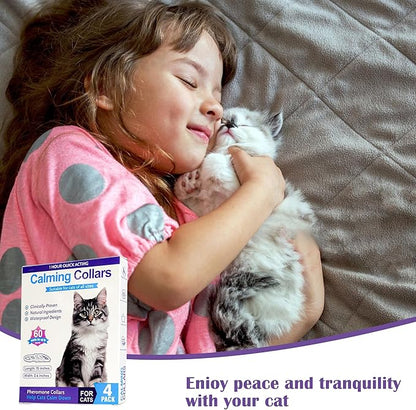 4 Pack Calming Collar for Cats - 60 Days Anxiety and Stress Relief, Relaxing Cat Collar, Adjustable Pheromones Collar for Cats，Natural Soothing for Continuous Calming