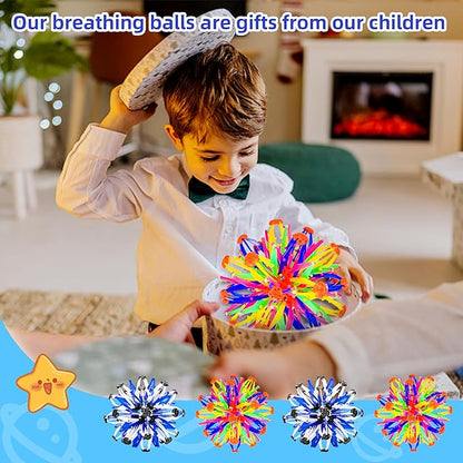 2Pcs Colorful Sphere Expandable Breathing Balls Fidget Toy-Great Anxiety Stress Reliever,Collapsible Expanding Magic Ball Toys for Kids & Adults Mindfulness Meditation Practices , Yoga -ADHD