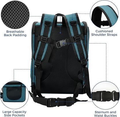 Apollo Walker Dog & Cat Carrier Backpack for 4-15lb Pets - Ventilated Safe Design with Padded Back Support, Breathable Mesh Pet Backpack for Hiking, Travel, Outdoor (Teal)