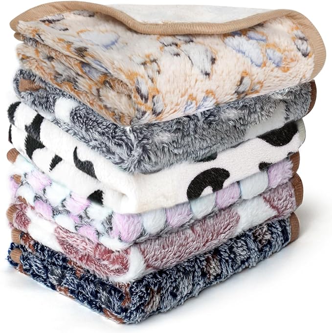 6 Pcs Washable Guinea Pig Blankets Absorbent Animal Fleece Bedding Waterproof Cage Liners Reusable Pet Pee Pad Sleep Mat Pad Cover for Hamster Ferret Rabbit Chinchilla Hedgehog (20"x30")