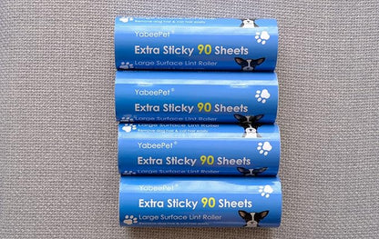 Extreme Sticky Large Surface Lint Roller, 6.3'' Giant Pet Hair Remover Roller for Pet Dog Cat Hair, Clothes&Furniture Cleaning, 90 Sheets (4 Refills)