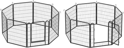 Dog Playpen, Outdoor Dog Fence, 16 Panels, 32" H Dog Pen for Medium/Small Dogs, Heavy Duty Metal Pet Fence with Gate, Portable Dog Fence for RV Camping and Yard (Black)