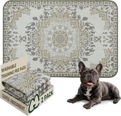 FXW Washable Pee Pads for Dogs, Puppy Pads with Super Absorbent, Specifically Designed for 42inch Cages, 41" × 27" Rectangle, Boho, 2 Packs