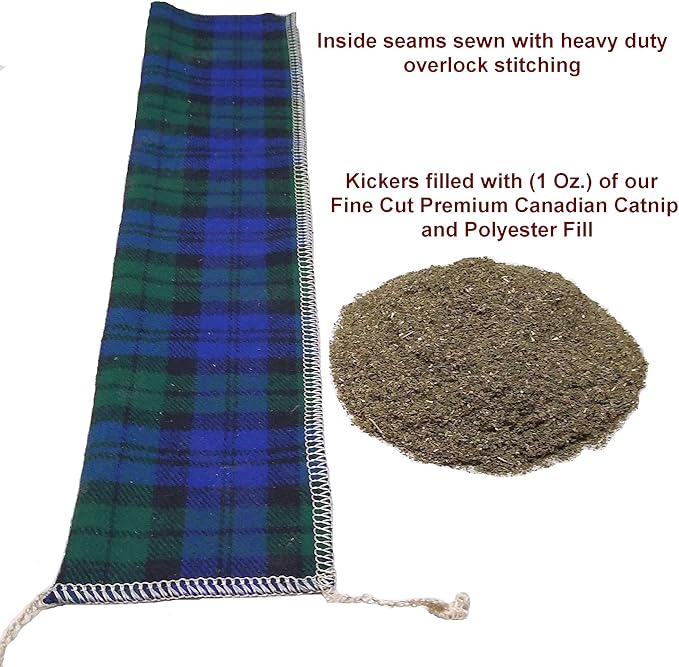 15" Catnip Cat Kicker Toys/Kitty Kick Sticks/Cat-Nip Kick Sticks (Navy and Green) (Kickers Filled with 1 oz Premium Canadian Catnip)