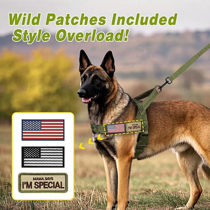 Forestpaw No Pull Dog Harness - Soft Flannel Padded Tactical Dog Vest Harness with Quick Release Buckle, Adjustable Reflective Pet Harness for Small Medium Dogs Walking Training,Green S