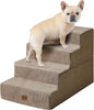 EHEYCIGA Dog Stairs for Bed 20" H, 4-Step Extra Wide Dog Steps for High Bed, Pet Steps for Small Dogs and Cats, Non-Slip Balanced Pet Ramp Indoor, Camel