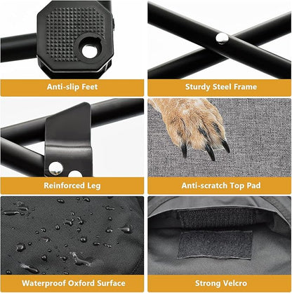 Elevated Dog Bed, Portable Raised Pet Cot for Outdoor and Indoor Folding Dog Cot Bed with Padded Filling Carrying Bag Included Pet Raised Travel Lounger for Camping Traveling (36x36x12inch)