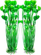 AQUANEAT Artificial Fish Tank Plants, Plastic Aquarium Accessories Large, 15.5 inch Green Decorations, 2pcs