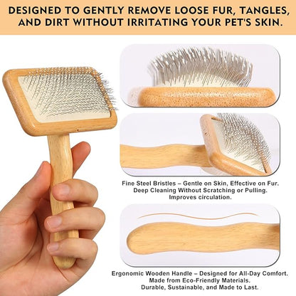 Dog Slicker Brush for Shedding & Grooming - Professional Dog Brush and Cat Brush with Coated Tips & Air-Cushion Design, Deshedding Tool Removes Undercoat Tangles & Loose Fur for Long/Short Hair Pets