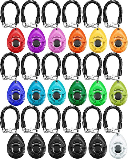 Frienda 18 Pieces Dog Training Clicker, Pet Behavioral Training Clickers with Wrist Strap for Dogs Cats Puppy Birds Horses(Multicolor)