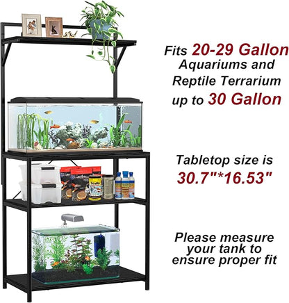 GDLF 20-29 Gallon Fish Tank Stand with Plant Shelf, Aquarium Stand with Storage Shelf for 20 Gallon Long Aquarium 30.7" x 16.53" Tabletop Fits Turtle or Reptile Terrariums