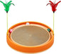 20-Inch Round Cat Scratcher with Ball Track – 3-in-1 Cardboard Cat Scratching Pad with Feather Toys, Non-Slip Base – Interactive Cat Toy for Indoor Cats, Kitten Scratch Play Lounge Board (Orange)