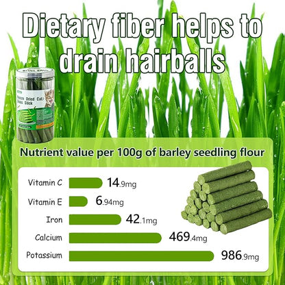 225g Cat Grass Teething Stick, Delicious Cat Treat Snack Edible Cat Chew Toy for Teeth Cleaning and Hairball Removal in Cats