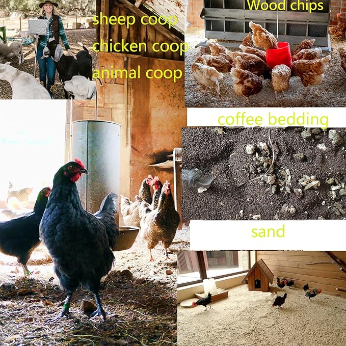 15 Inch Large Chicken coop Scoop with Ergonomic Grip Adjustable Long Handle (24-64") Chicken Poop Scooper Sifting Shovel rake Stainless Steel Metal coop Scoop (L/15 INCH)