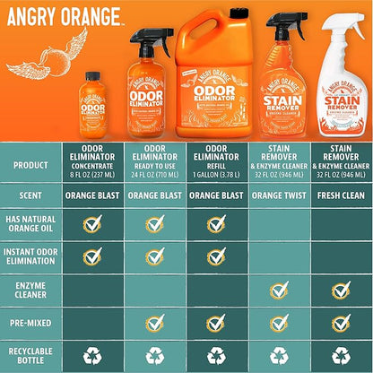 ANGRY ORANGE Pet Stain Remover for Dog Urine and Stains - Enzyme Cleaner - Citrus - Value 2 pack